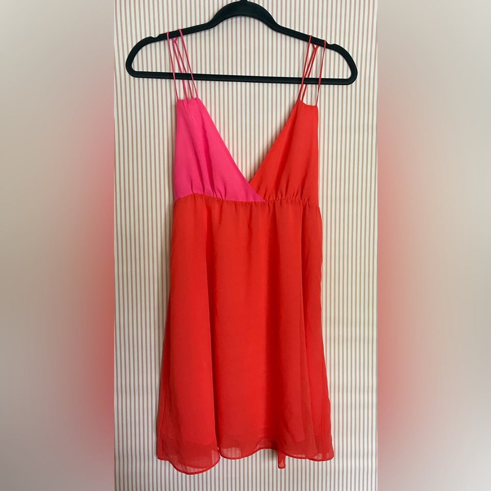 Pink and orange mini dress